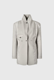 灰色羊毛 100 隱形門襟夾克