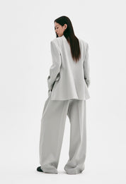 Wool 100 Pleated Trousers In Gray