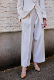Wool Blended Trousers In Ivory