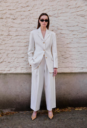 Wool Blended Trousers In Ivory