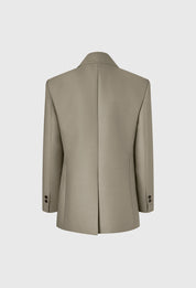 Wool Silk Tailored Jacket In Khaki Beige