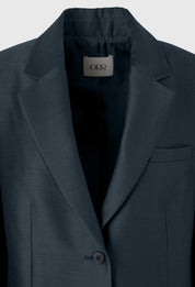 Wool Silk Tailored Jacket In Slate Navy