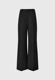 Wool Straight-leg Trousers In Black